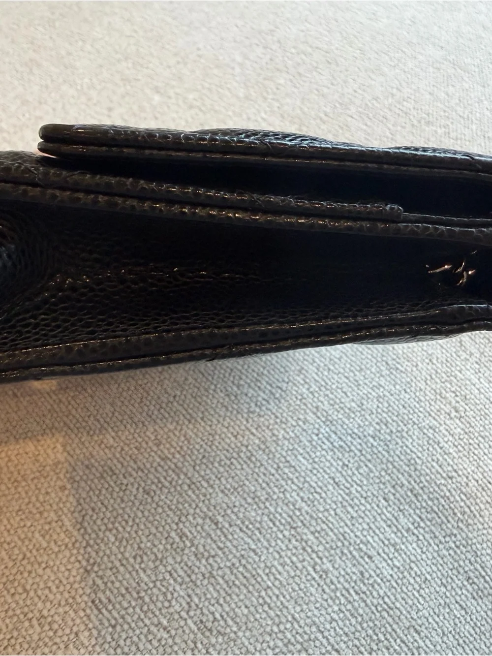 CHANEL WOC Black Quilted Caviar Crossbody with Silver Chain